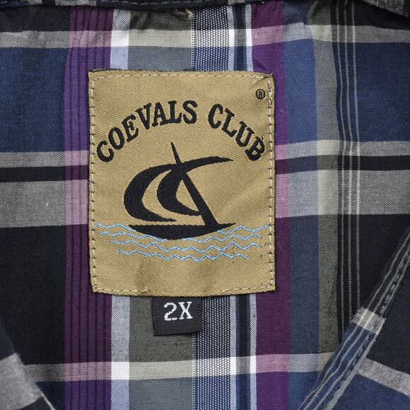 Coevals Club Men's 2X Button Shirt Short Sleeve Plaid Multicolor Plaid - Picture 5 of 8